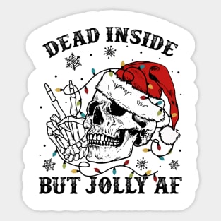 Dead Inside But Jolly AF Skull Skeleton Christmas Sticker